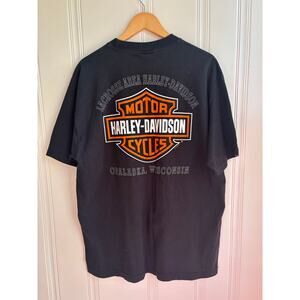 Harley Davidson 100% Cotton Wisconsin Graphic T-Shirt Black Men's‎ Size XL